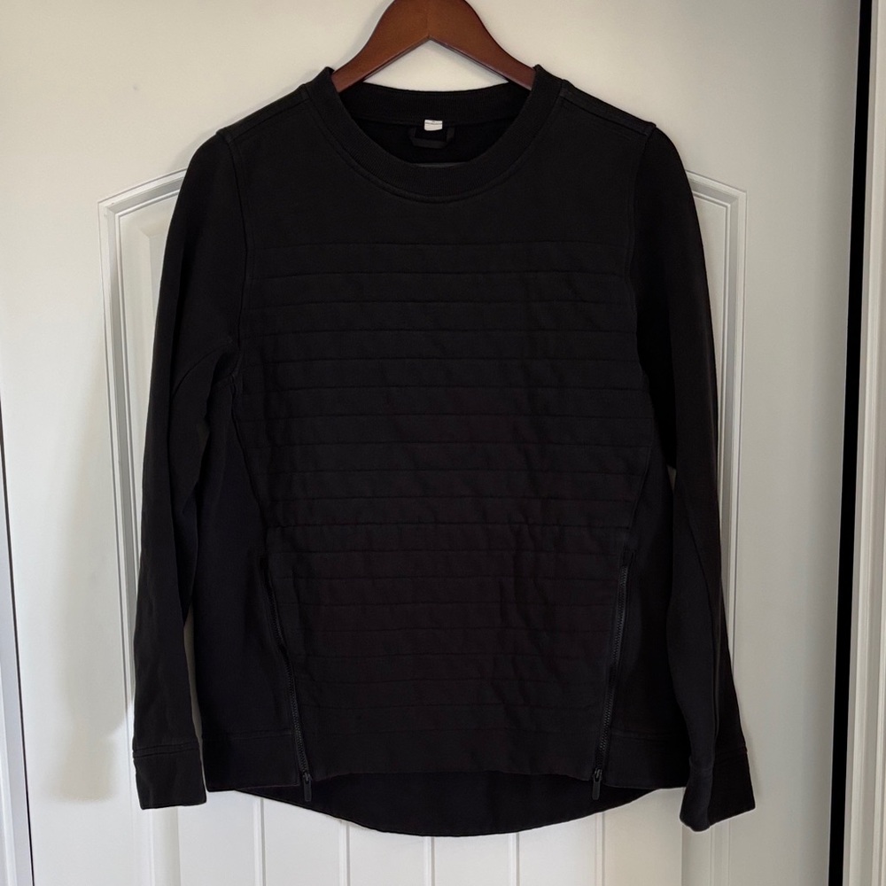 Lululemon Be True Pullover Crewneck Sweatshirt Black Athleisure Womens Size‎ 8